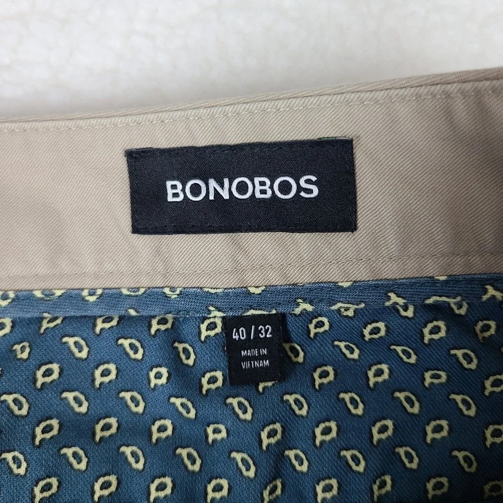 BONOBOS‎ Pants Mens 40x30 Beige Slim Chino Khakis HEMMED